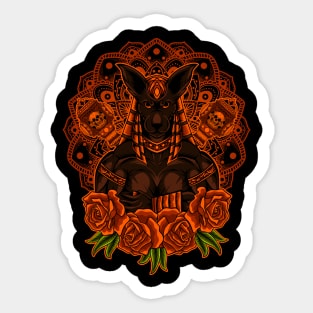 Anubis god mandala roses Sticker